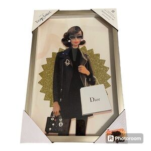 Dior Barbie Framed Wall Art NEW Glass Gold Glitz Glam Hanging